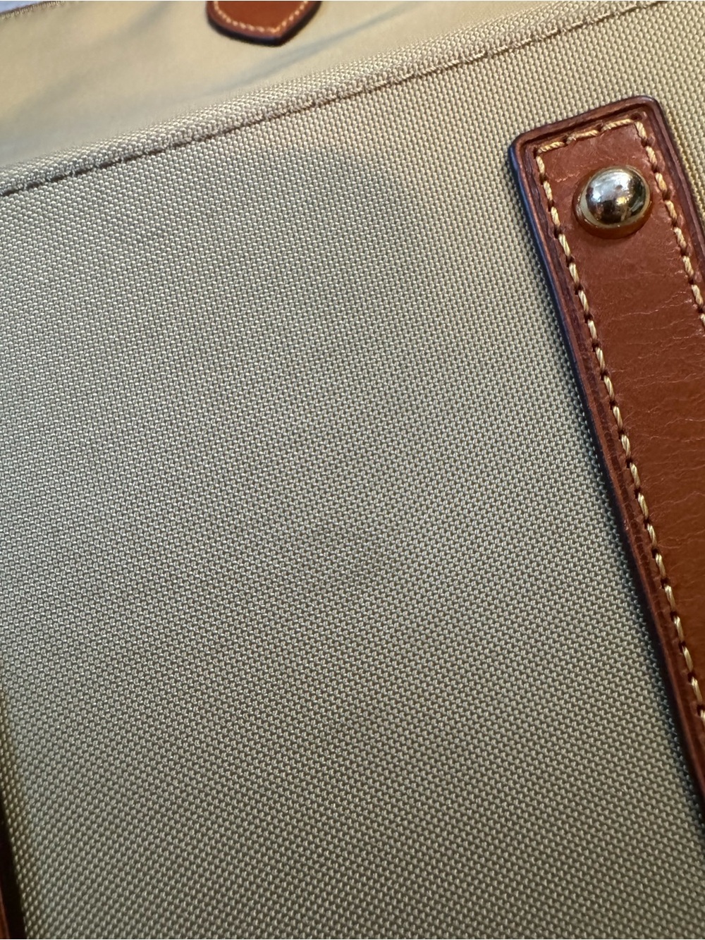 Dooney & Bourke Tan Canvas Satchel with Brown Leather Handles - Picture 7 of 15